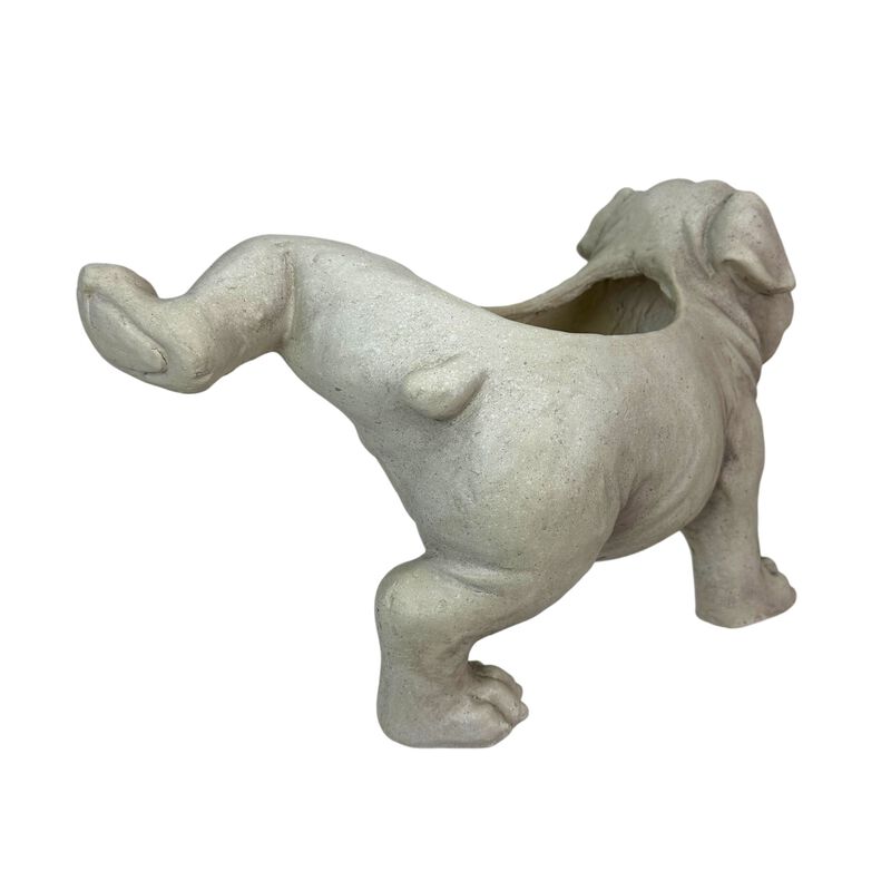 Bulldog Planter Antique Stone Finish Magnesium Oxide Dog Planter Decor image number 3