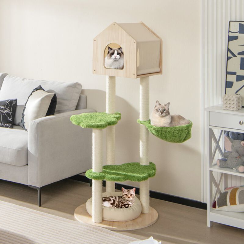 5-Tier Cat Tree Villa with Spacious Platforms and Cozy Resting Areas