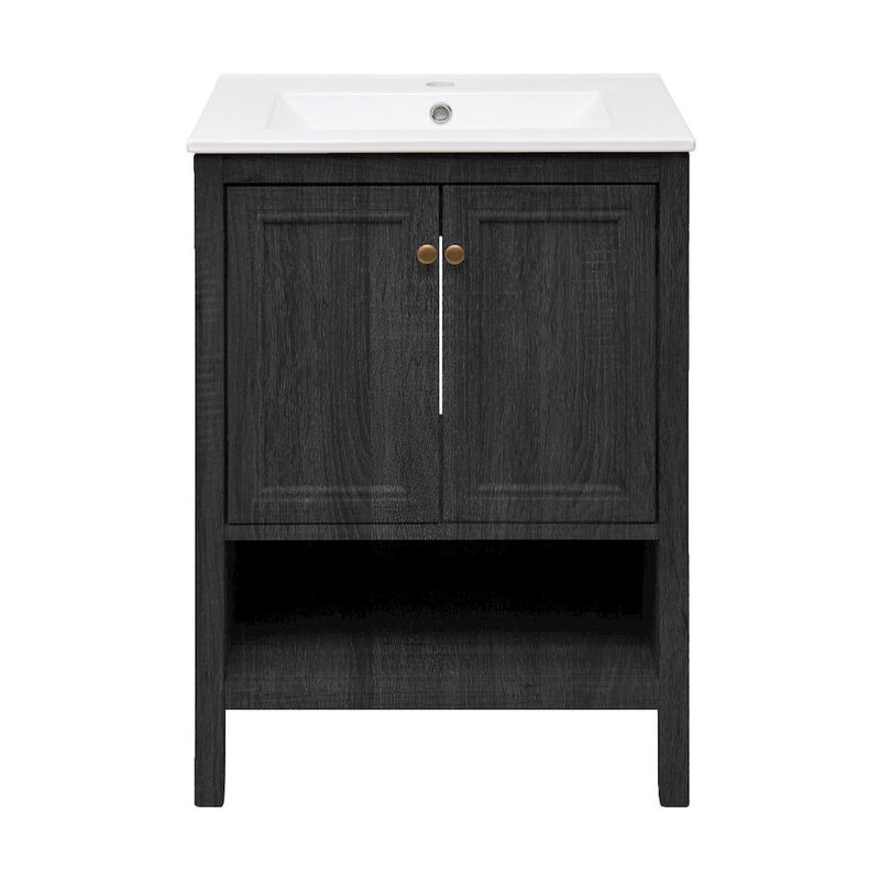 Chateau 24" Freestanding Bathroom Vanity in Black Oak with Sink Top image number 0