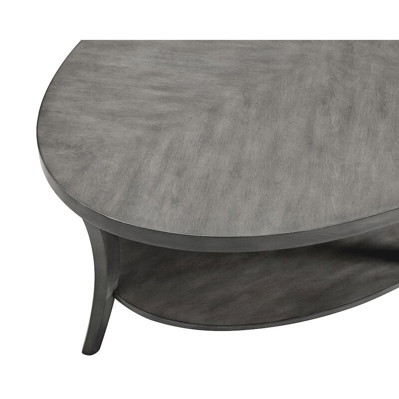 Roundhill Furniture Perth Contemporary Oval Shelf Coffee Table, Gray