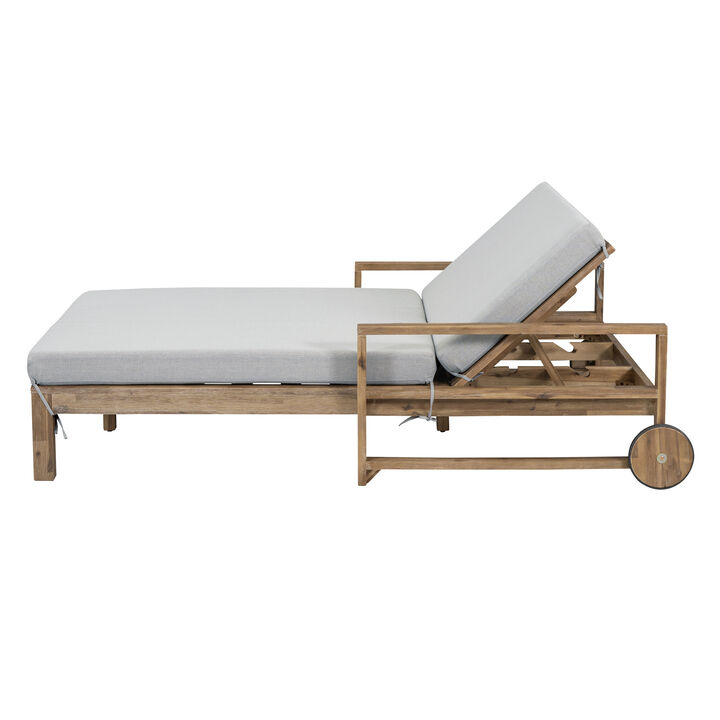 Merax Farmhouse-styled Wooden Outdoor Sunbed