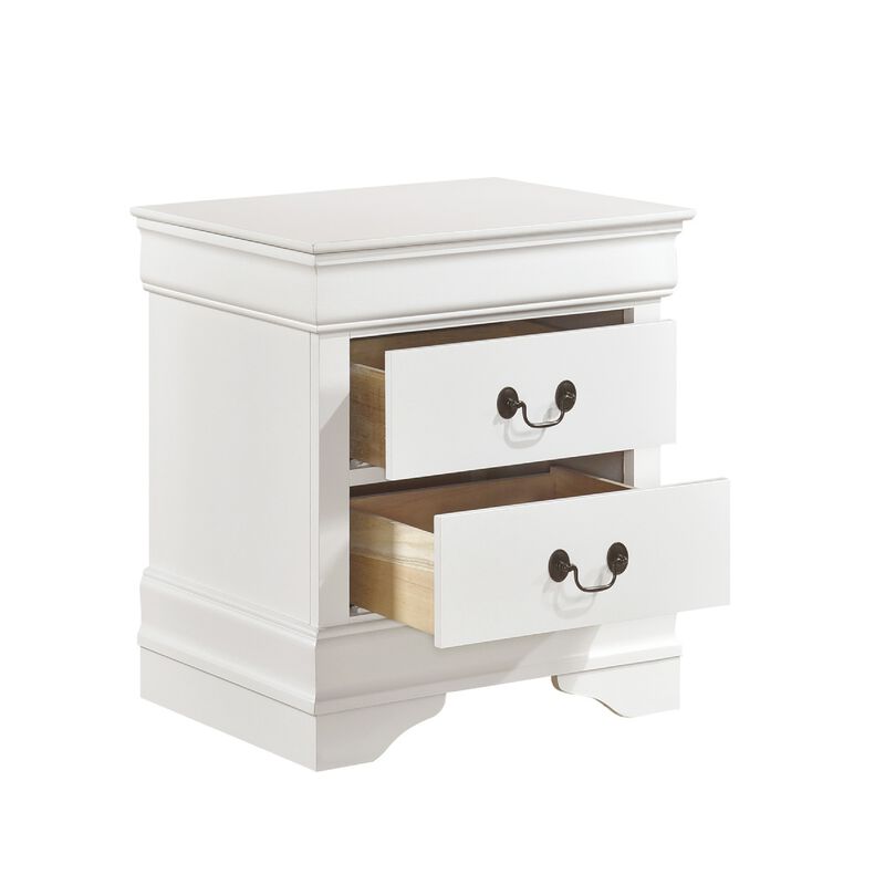 Full Size Bedroom Set, White Finish, 2-Piece Set with Bed and Nightstand image number 3