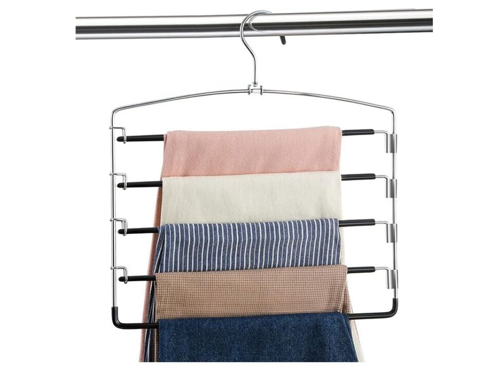 3-Pack Pants Hangers | Stainless Steel Non-Slip Space Saving Closet Organizer