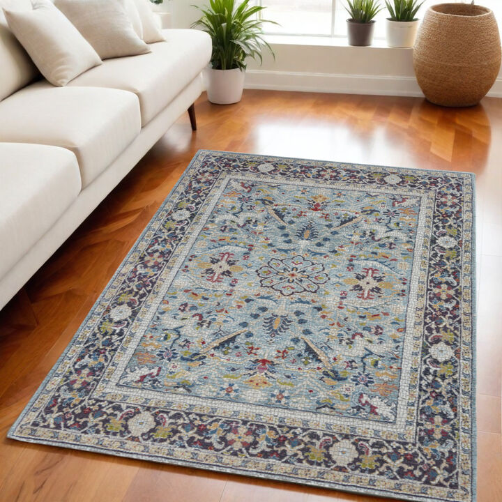 HomeRoots Floral Distressed Non Skid Area Rug