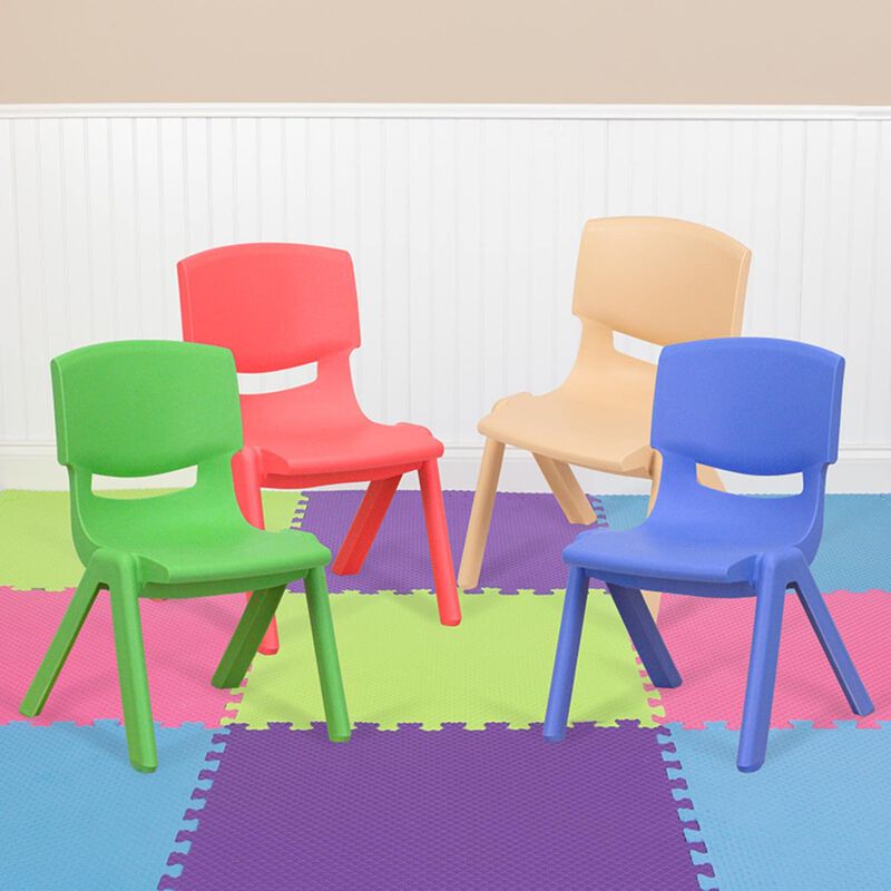 Flash Furniture Whitney 4 Pack Plastic Stackable School Chairs with 10.5" Seat Height, Assorted Colors