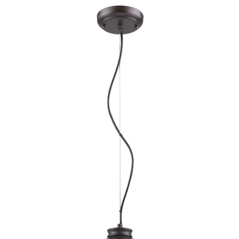 Hivvago Alcove 4-Light Oil-Rubbed Bronze Pendant With Raw Brass Interior Shade