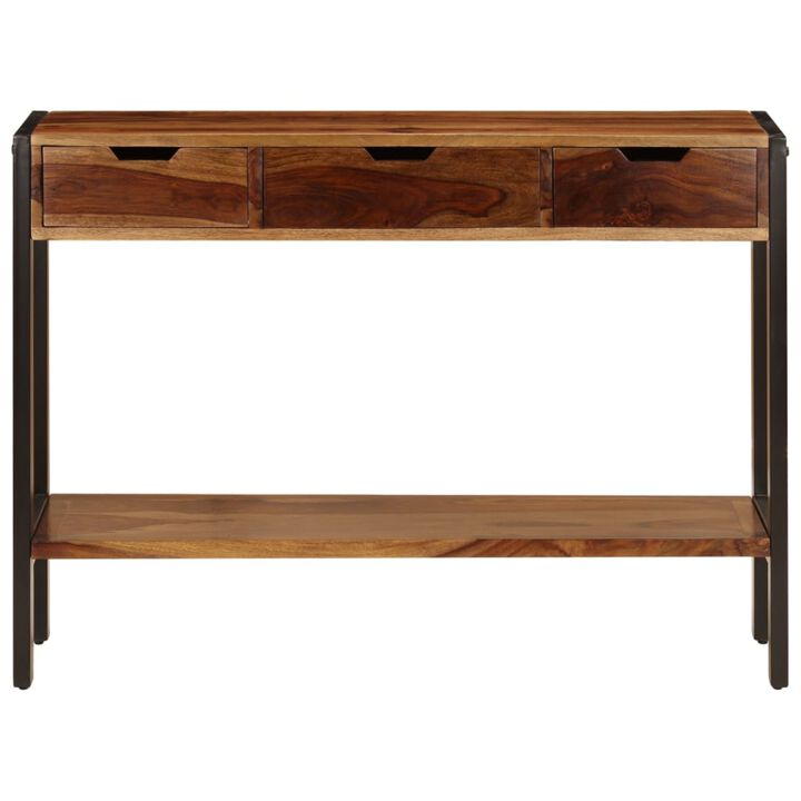 vidaXL Console with 3 Drawers 43.3"x13.8"x29.5" Solid Sheesham Wood
