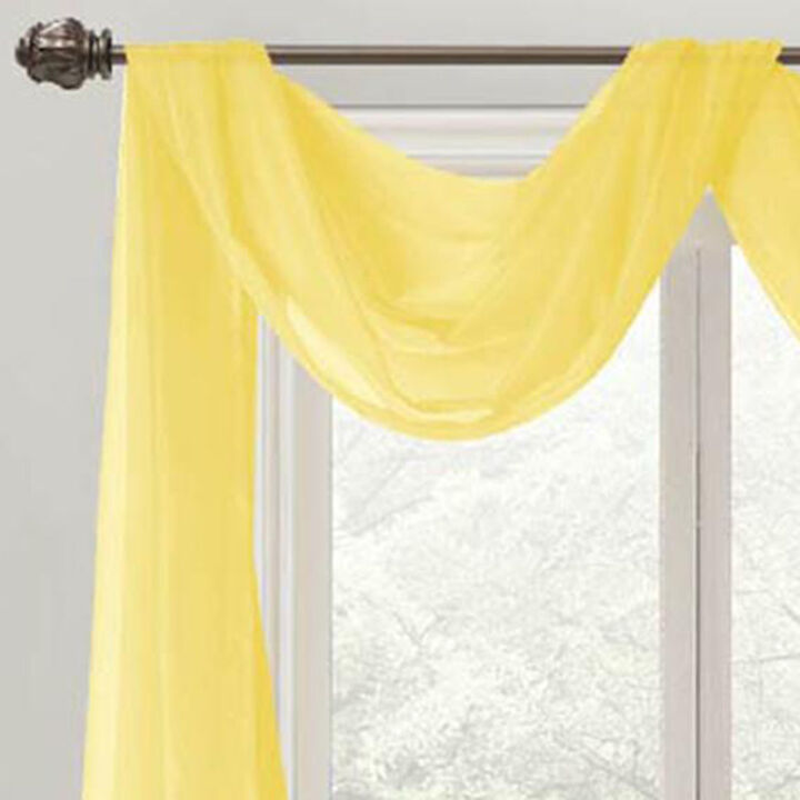 Celine Sheer 55 x 216 in. Sheer Curtain Scarf Valance Neon Yellow