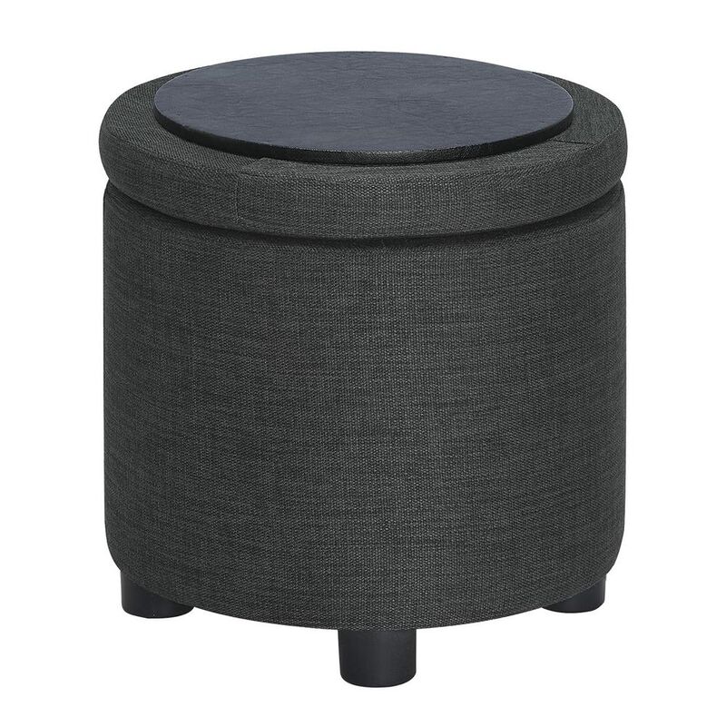Convience Concept, Inc. Designs 4 Comfort Round Accent Storage Ottoman with Reversible Tray Lid