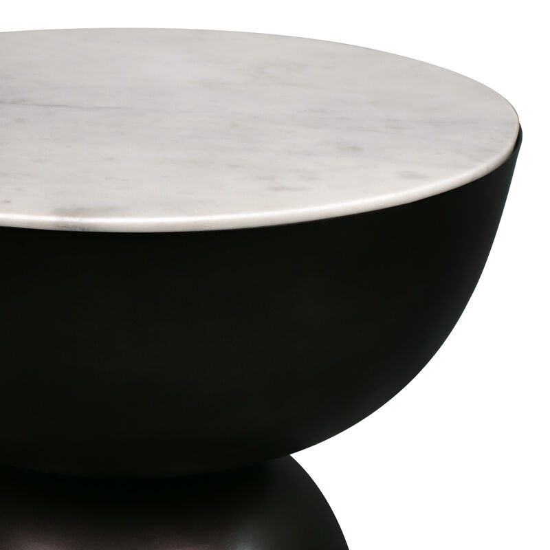 Atarah 16" Contemporary Natural Marble/Metal Handmade Hourglass End Table