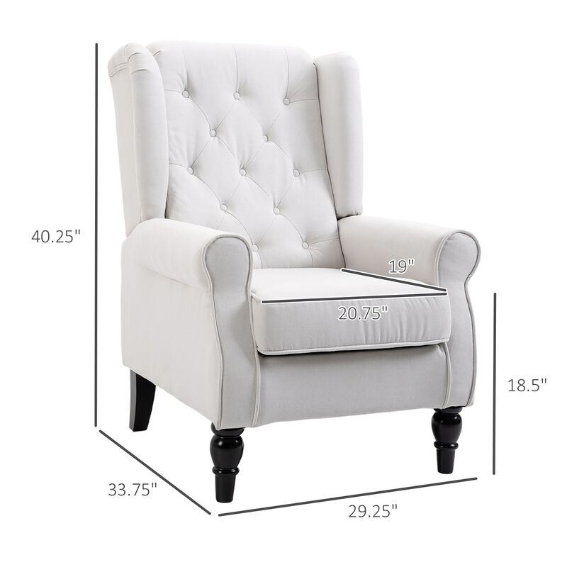 HOMCOM Button-Tufted Accent Chair with High Wingback, Rounded Cushioned Armrests and Thick Padded Seat, Blue