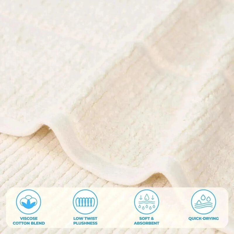 Solid Ribbed Viscose Cotton Blend Towel Set for Everyday Use image number 5