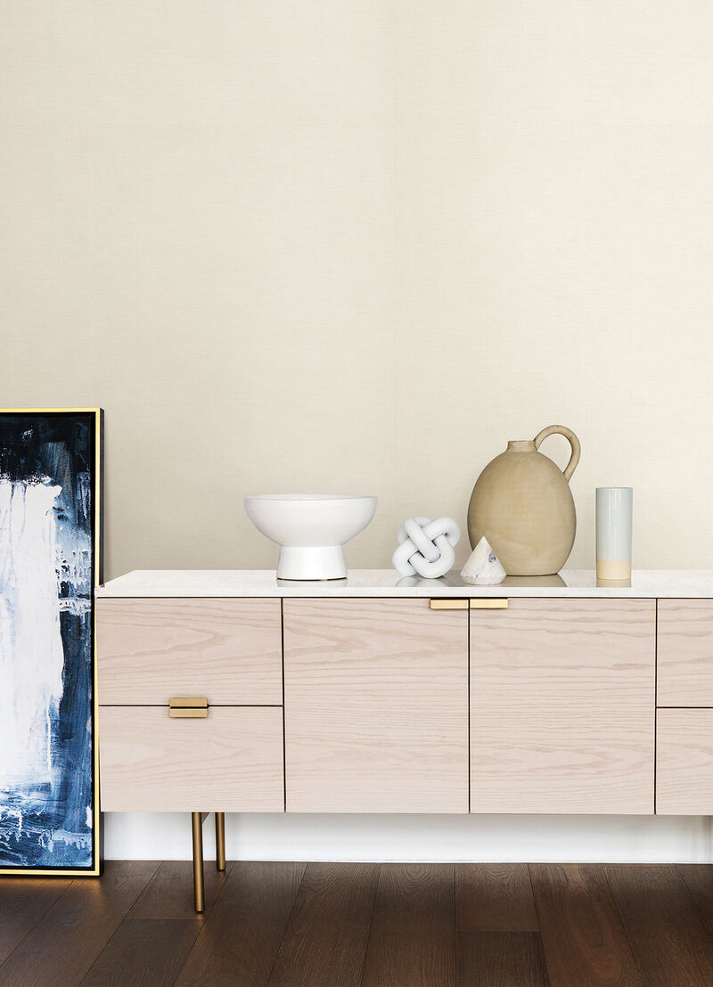 Hien White Grasscloth Wallpaper image number 1