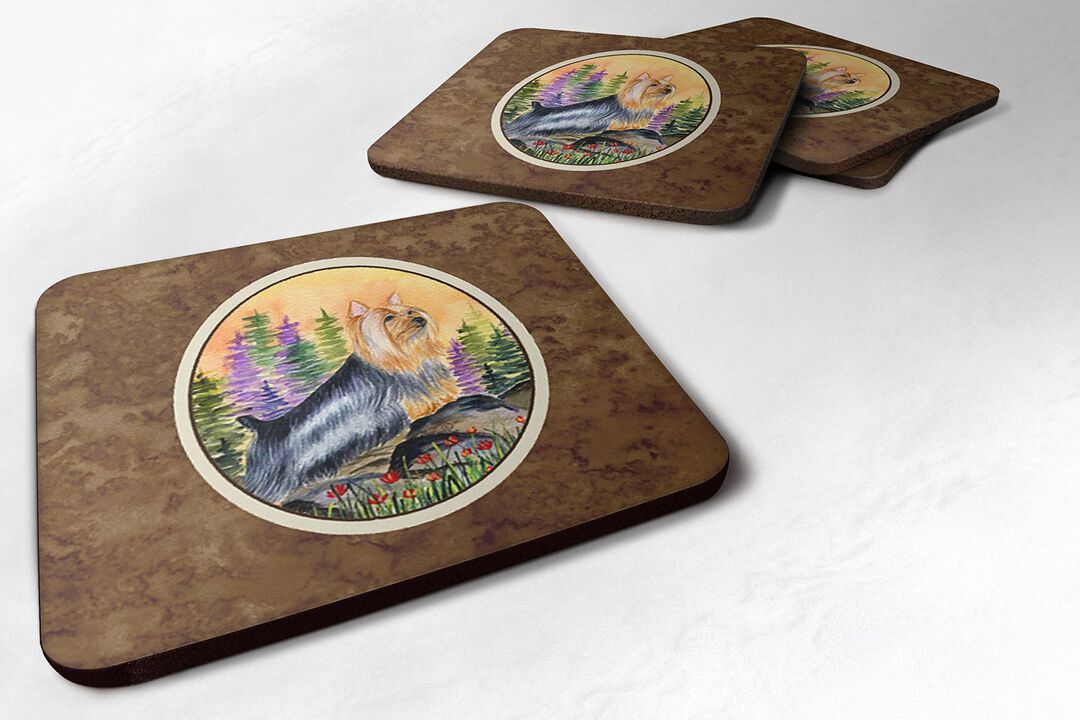 Caroline's Treasures SS8262FC Silky Terrier Foam Coasters (Set of 4), 3.5 H x 3.5 W, Multicolor