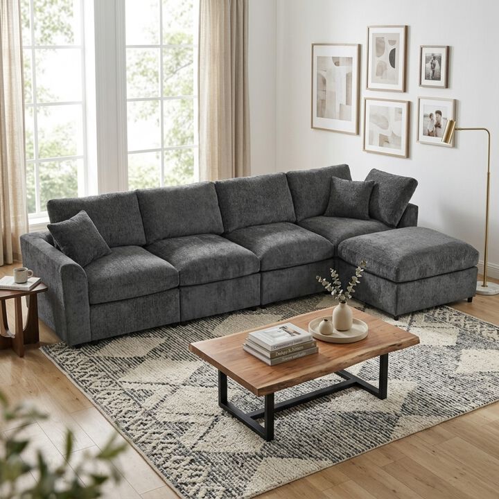 Fuppef Chenille L‑Shaped Sectional Sofa
