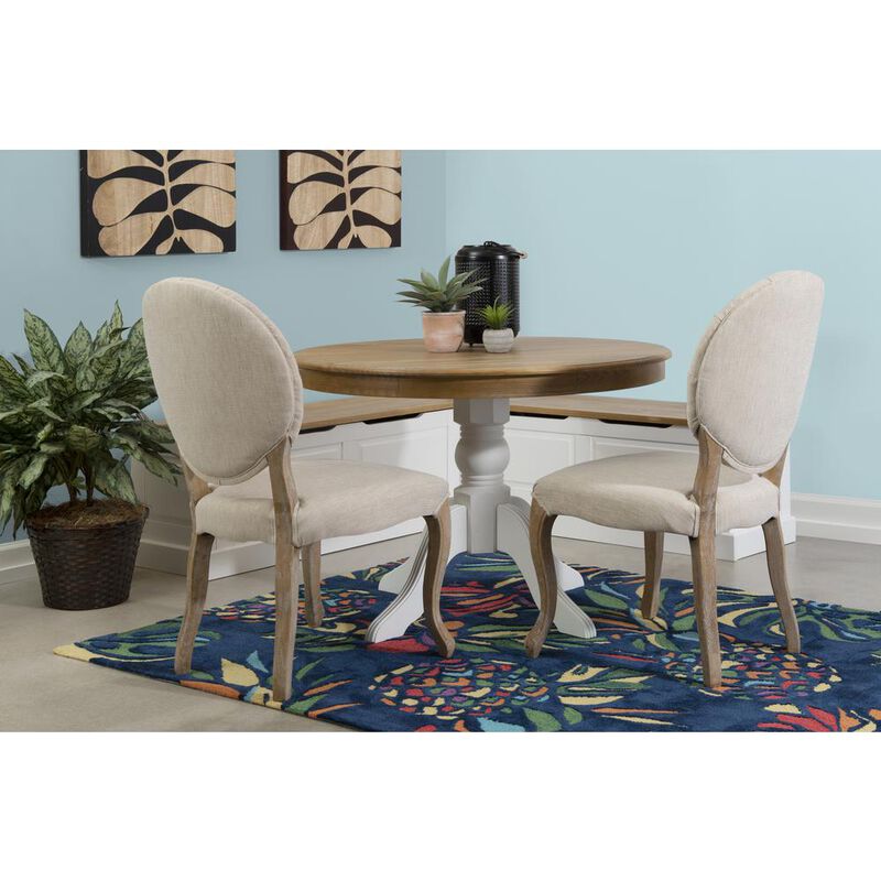 Linon Tobin Backless Two Tone Breakfast Nook, Natural And White