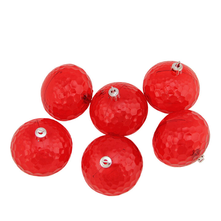 6ct Transparent Red Shatterproof Disco Ball Christmas Ornaments 2.5" (60mm)