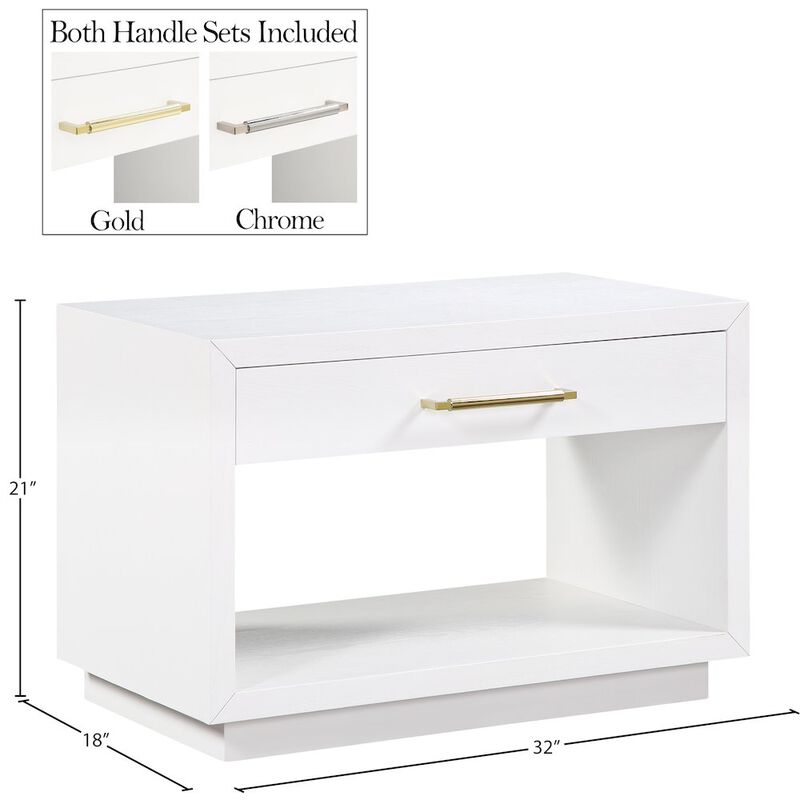 Meridian Furniture Avery White Wood Veneer Night Stand