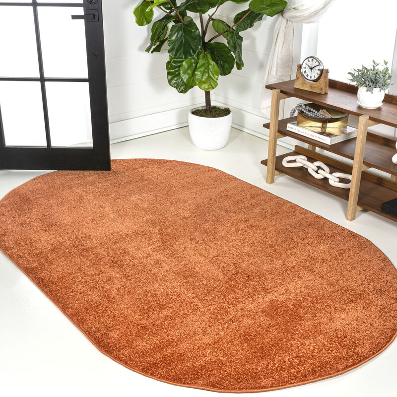 Haze Solid Low Pile Oval Area Rug