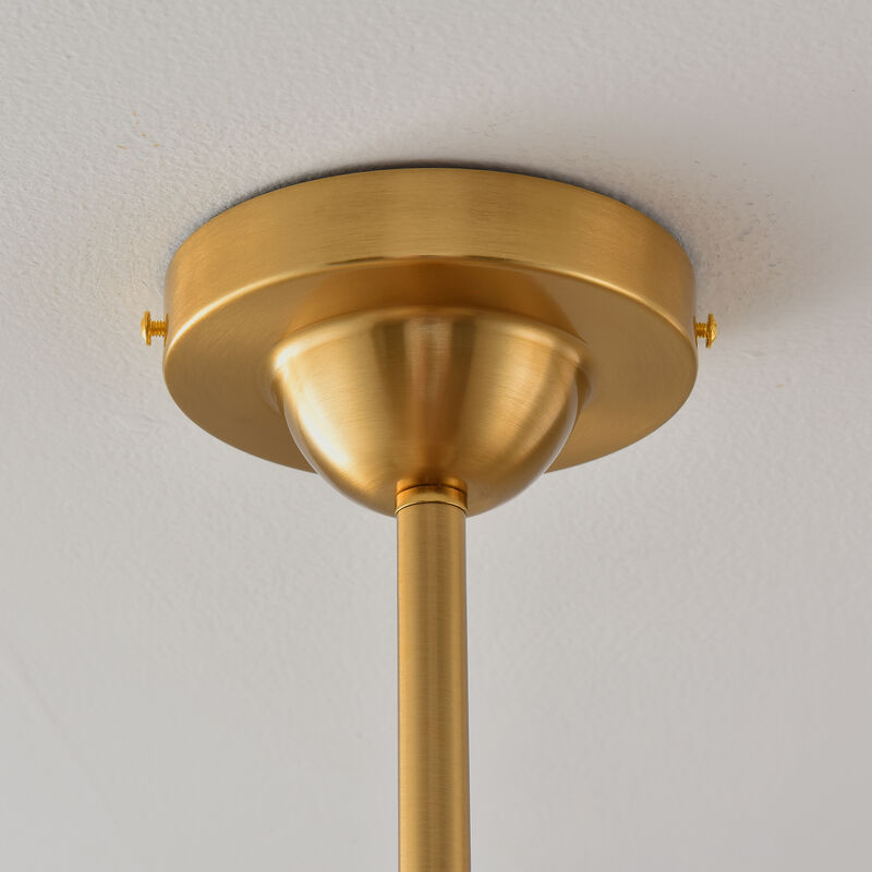 13" Schoolhouse Gold Pendant Light with Mint Green Milk Glass Shade and Adjustable Rod for Bedroom, Living Room or Dining Room image number 5