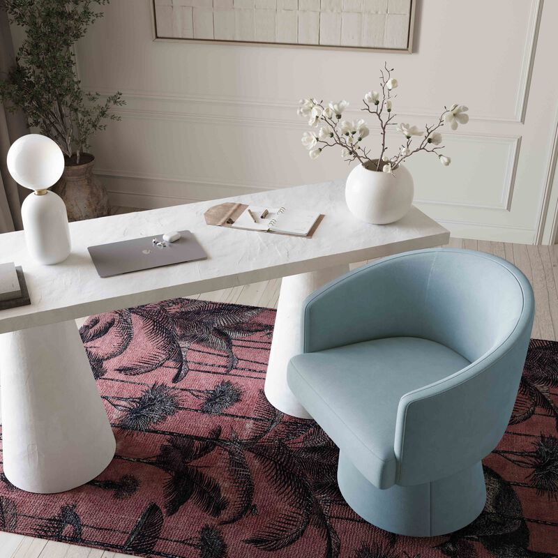 Kristen Faded Blue Upcycled Chenille Rolling Desk Chair