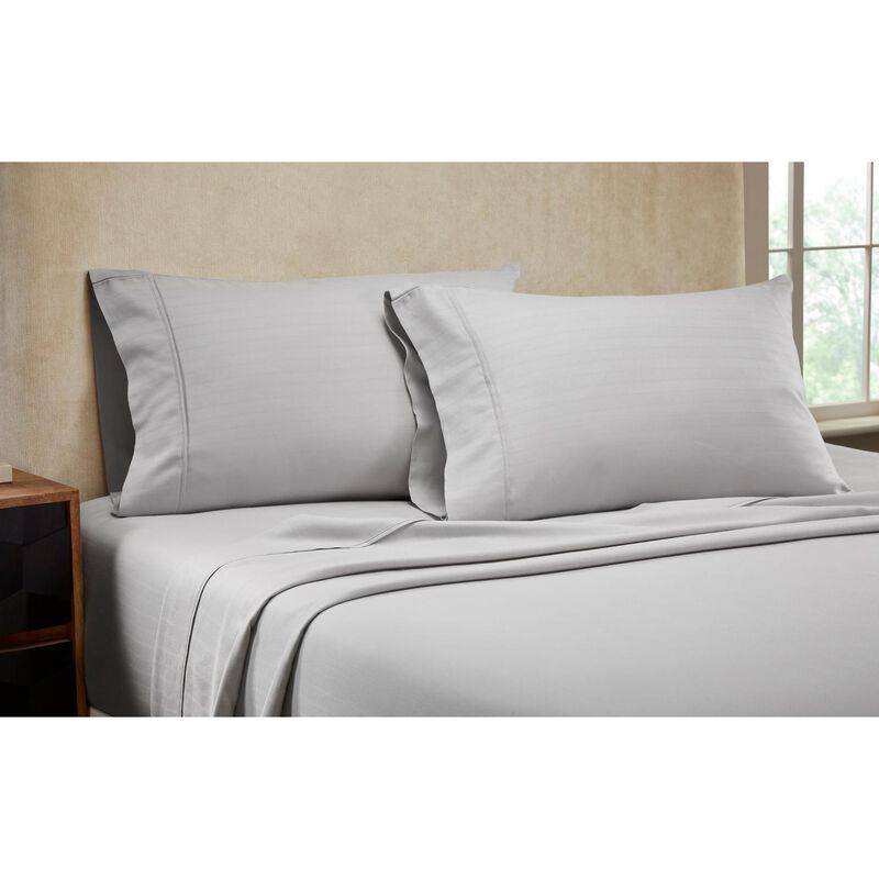 Knightsbridge 1000 Thread Count Herringbone Sateen Sheet Set - 4-Piece - Queen 60x80", Silver