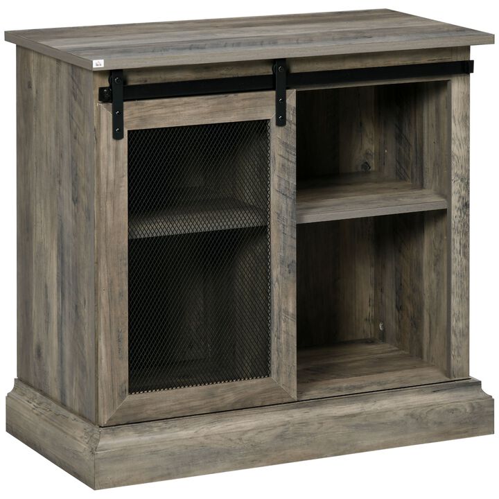Farmhouse Buffet Cabinet Kitchen Sideboard with Sliding Barn Door and Adjustable Shelves for Living Room Natural