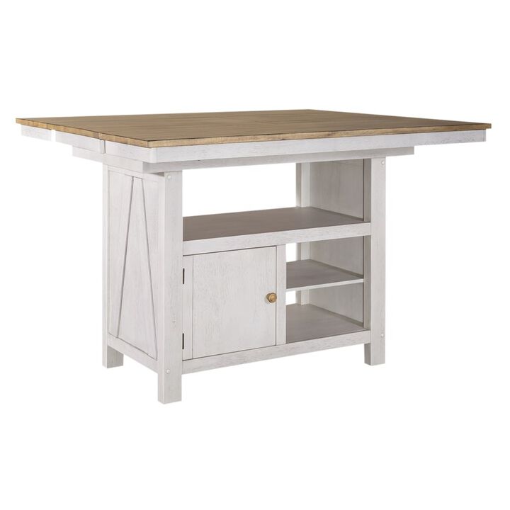 Liberty Furniture Lindsey Farm 5 Piece Gathering Table Set - Weathered White & Sandstone