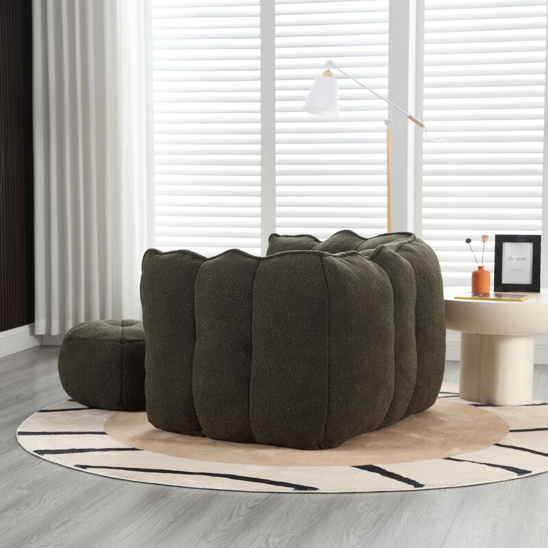 GOODSILO Soft Bean Bag Chair with High Resilient Foam for Living Room and Bedroom Comfortable Square Lazy Sofa with Footstool Cover image number 6