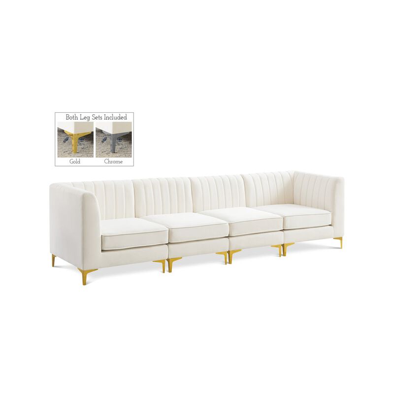Meridian Furniture Alina Cream Velvet Modular Sofa