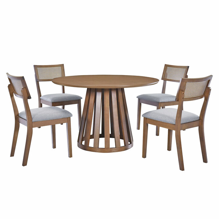 Merax 5-Piece Retro Dining Set with Round Table