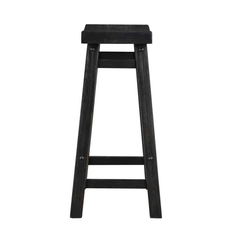 Metal and Leatherette Bar Stool with Adjustable Height, Black