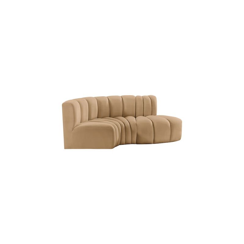 Meridian Furniture Arc Camel Velvet Modular Sofa