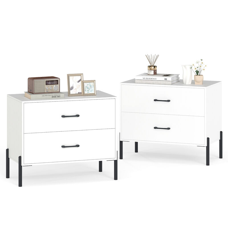 Set of 2 Modern Wooden Nightstands with 2 Drawers for Bedroom Storage image number 6