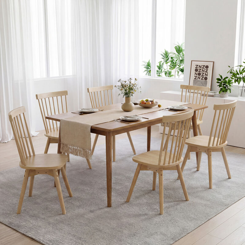 Set of 4 Swivel Dining Chairs with Rubberwood Frames for Kitchen image number 3