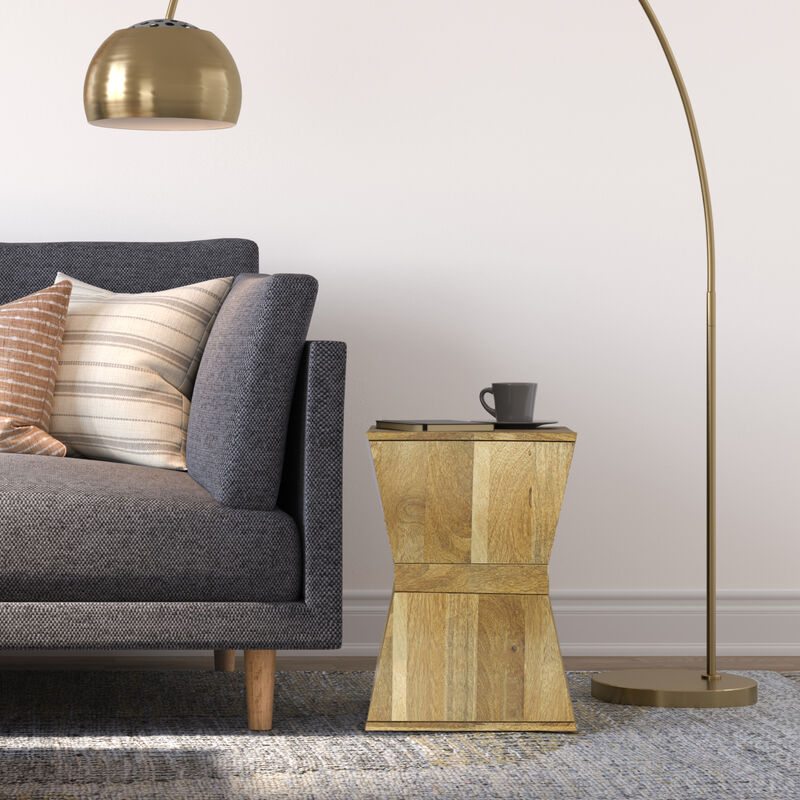 Westfield SOLID MANGO WOOD 14 inch Wide Square Boho Side Table in Natural, Fully Assembled