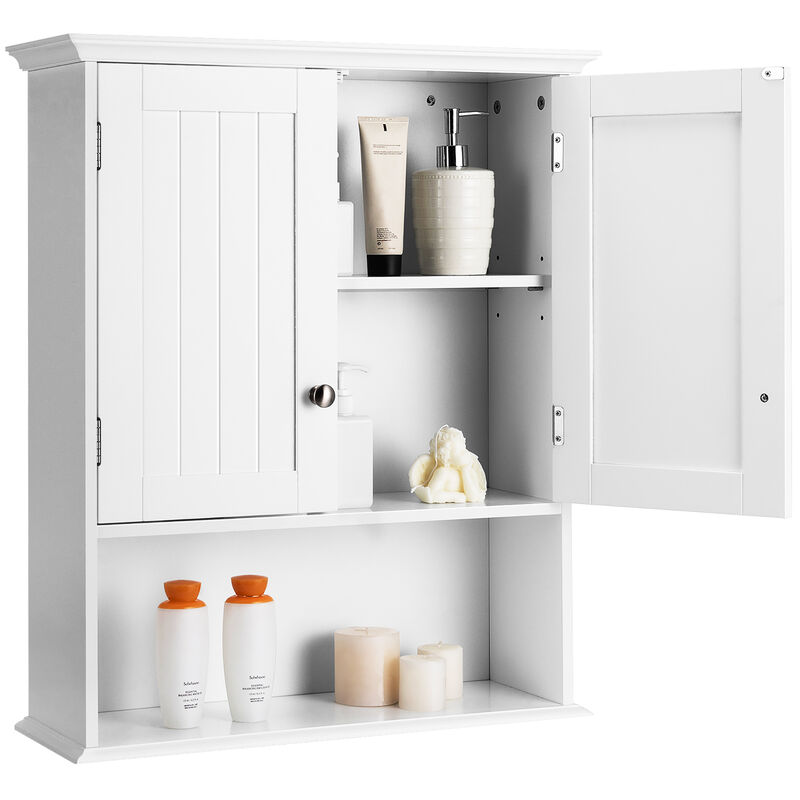 Costway Wall Mount Bathroom Cabinet Storage Organizer Medicine Cabinet White