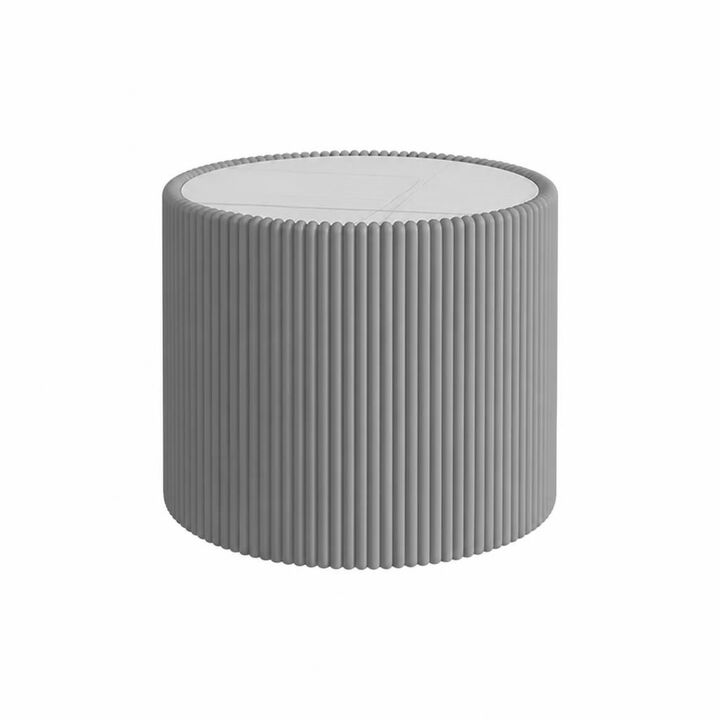 GOODSILO Round Cylinder Sintered Stone Top Modern Coffee Table with Unique Gold Pattern for Living Room and Multi-space Use