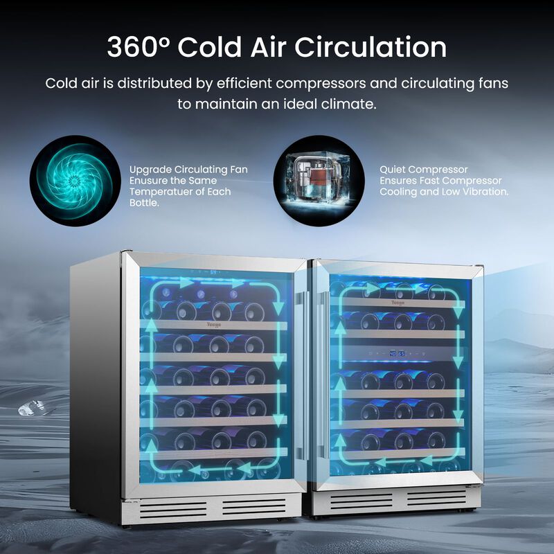 48 inch Wine Refrigerator cooler, Two 24'' Dual Zone Wine Cooler Fridge, Hold 98 Standard 750ml Wine Bottles Built-in image number 4