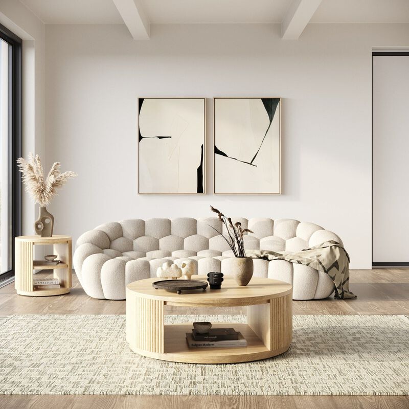 Natural Acacia Round Coffee Table | OROA Modern Jacobson image number 1