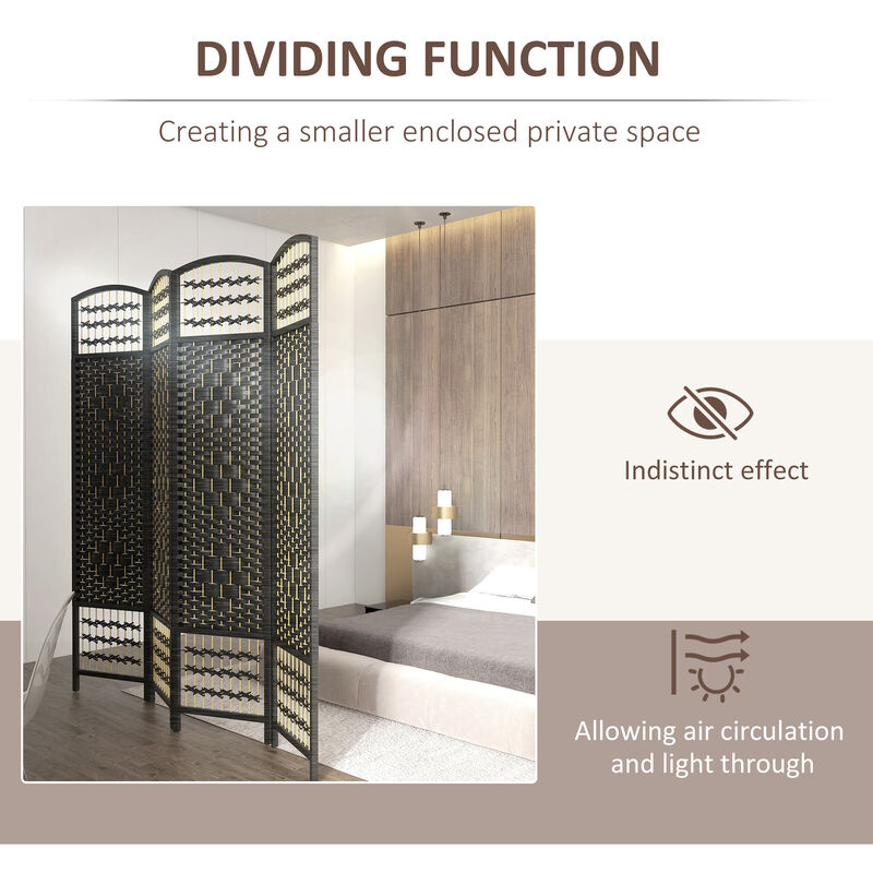 Hivvago 4-Panel Folding Room Divider with Wave Fiber Design image number 6