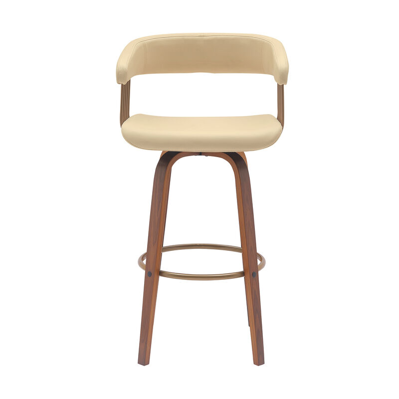 HomeRoots Faux Leather Cafe-Style Swivel Bar Stool with Armrests image number 0