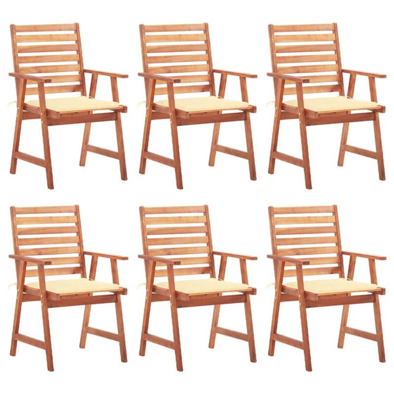 Patio Dining Chairs 6 pcs with Cushions Solid Acacia Wood
