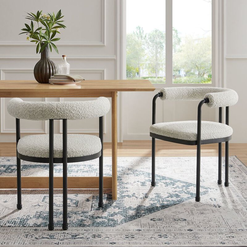 Turin Curved Back Boucle and Metal Dining Accent Chair image number 7