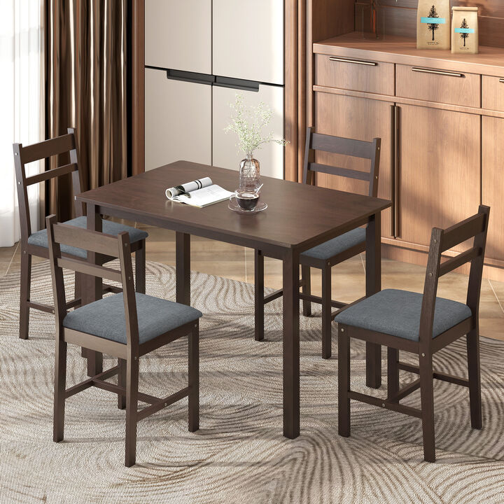 Hivvago Solid Wood Dining Table Set with Upholstered Chairs