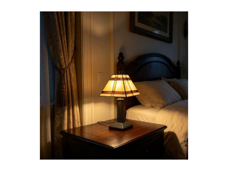 Tiffany Style Stained Glass Accent Lamp For Living Room Bedroom Home Office image number 3