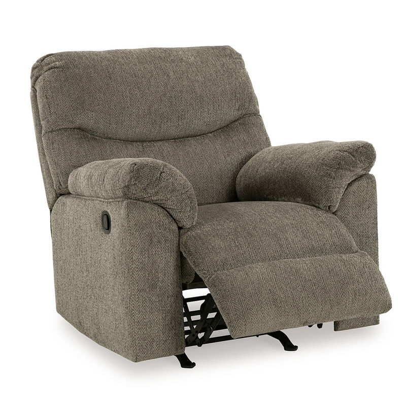 Tul Rocker Recliner Chair, Poly Fiber Foam Fill, Putty Gray Polyester - Benzara