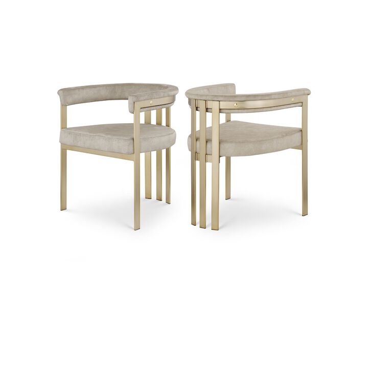 Meridian Furniture Marcello Stone Colored Velvet Dining Chair, Set of 2