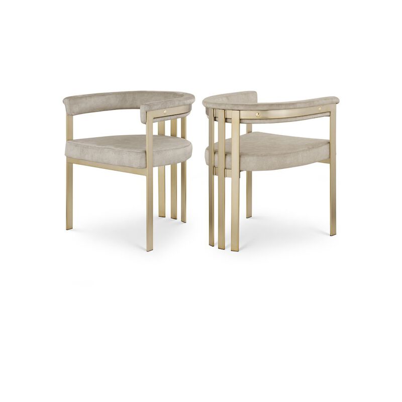 Meridian Furniture Marcello Stone Colored Velvet Dining Chair, Set of 2