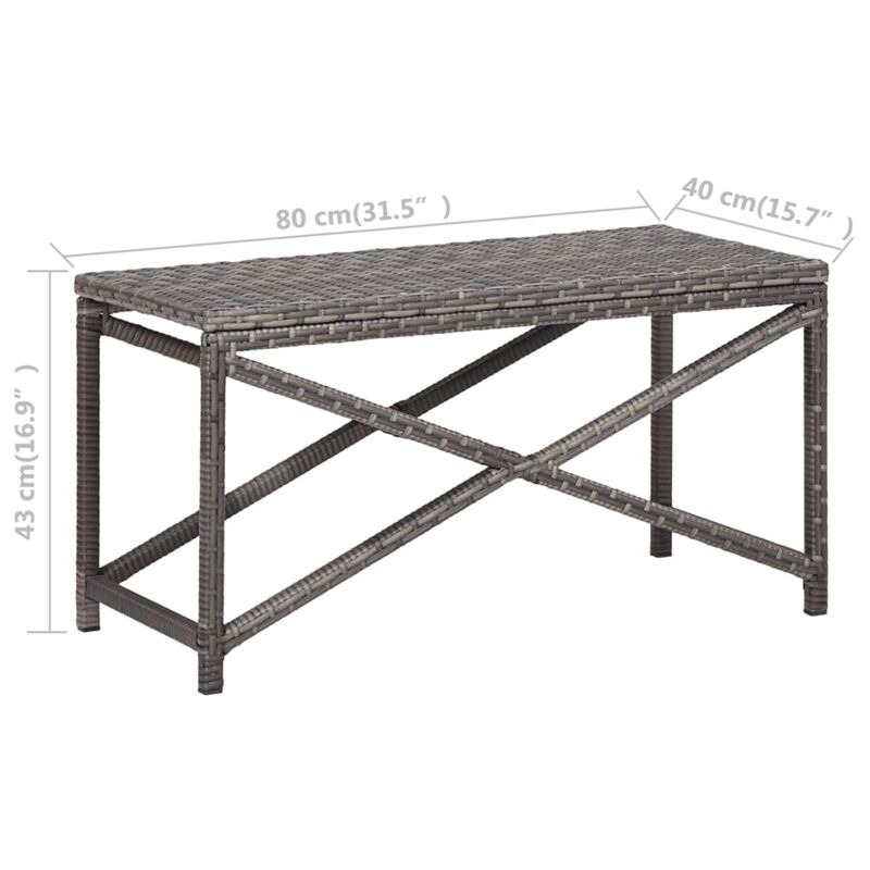 vidaXL Garden Bench 31.5" Poly Rattan Gray